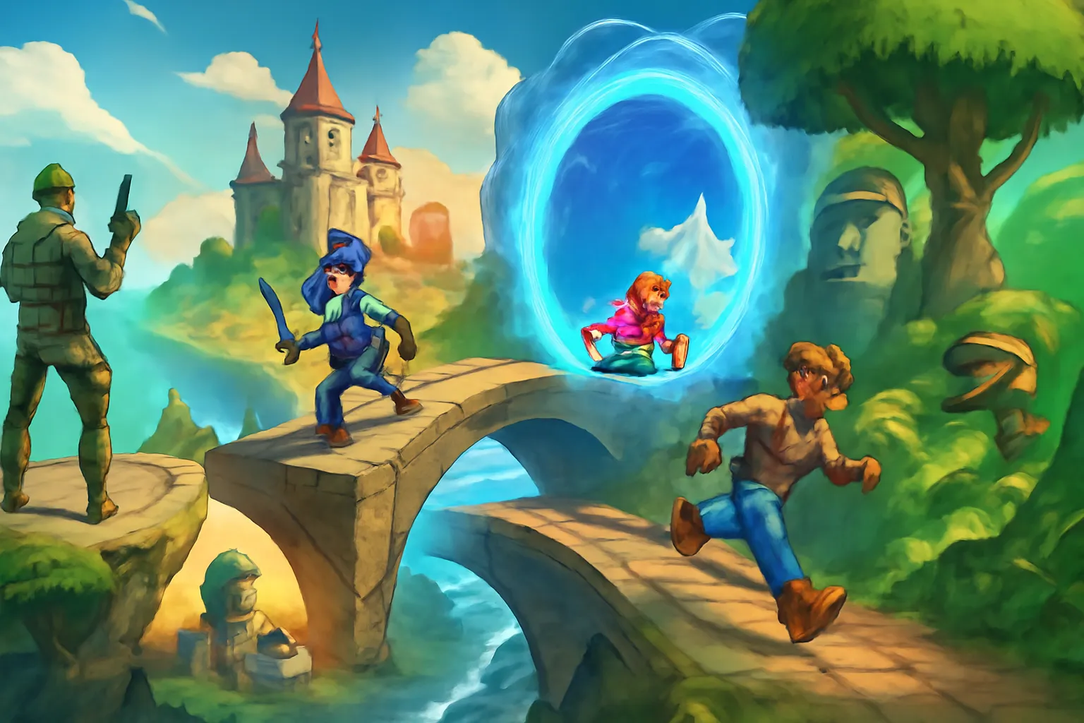 게임세계 연결 포트나이트 dkr 판타지 포털 다리 2d 일러스트