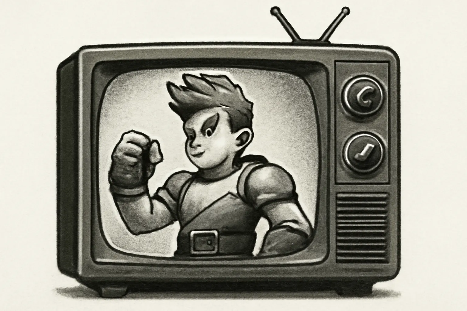 게임흑백연출 복고풍흑백티비디자인 게임캐릭터