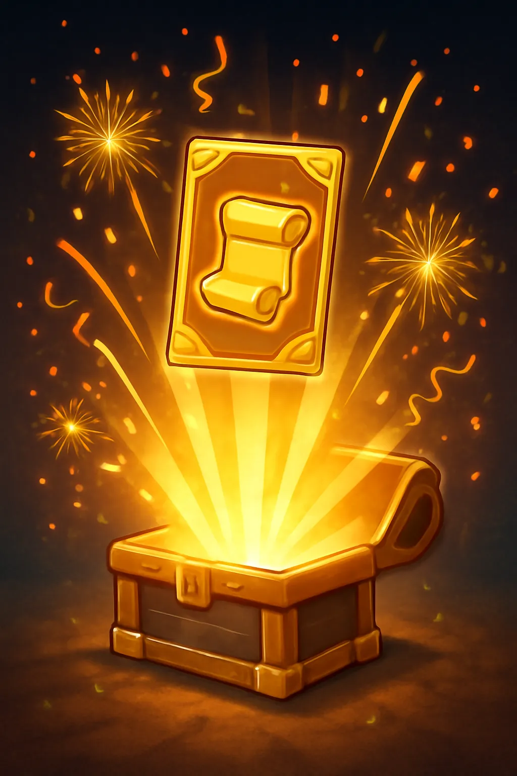 게임 전설 확정권 아이템 획득 황금빛 축하 일러스트