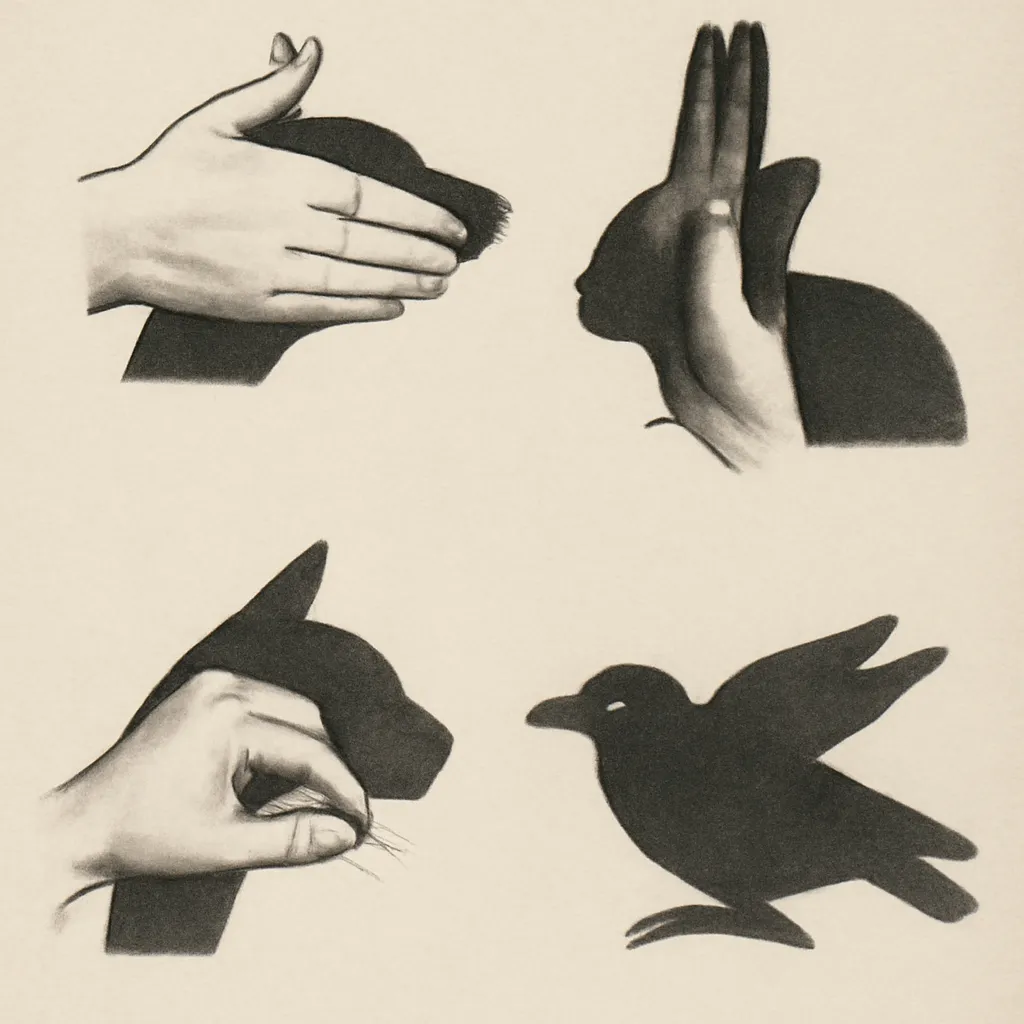 그림자놀이 손그림자 동물모양 일러스트 차트