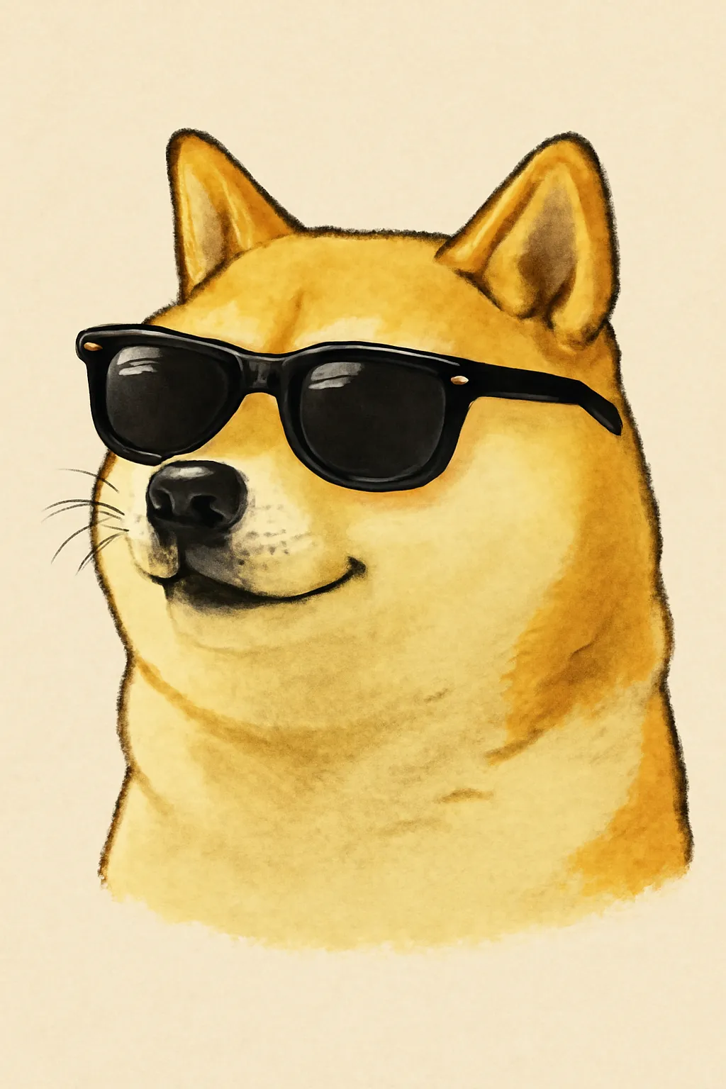 도지밈 와우 멋짐 강아지 레이밴 선글라스 유머일러스트