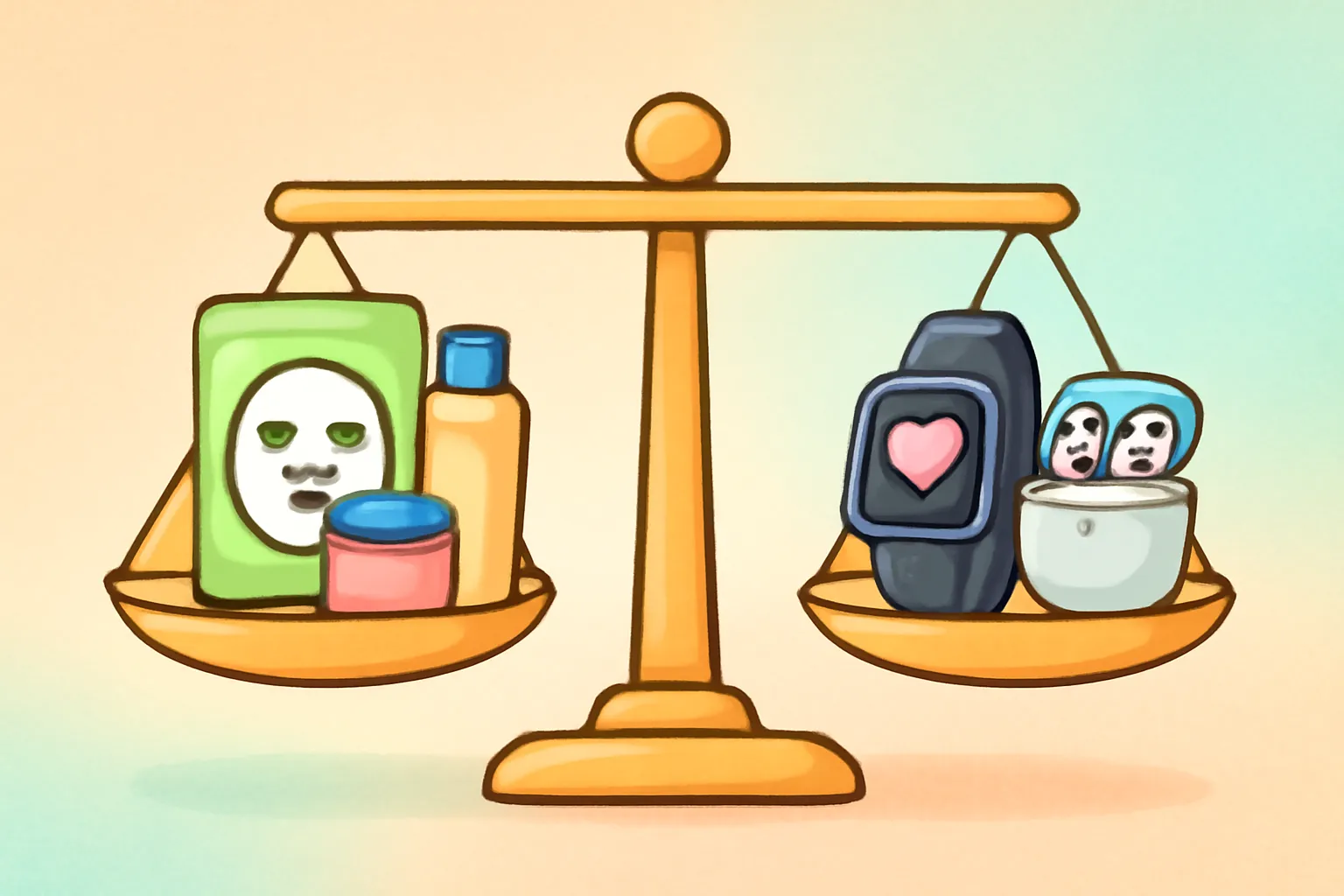 러쉬팩 애플워치 뷰티제품 디지털기기 저울 균형