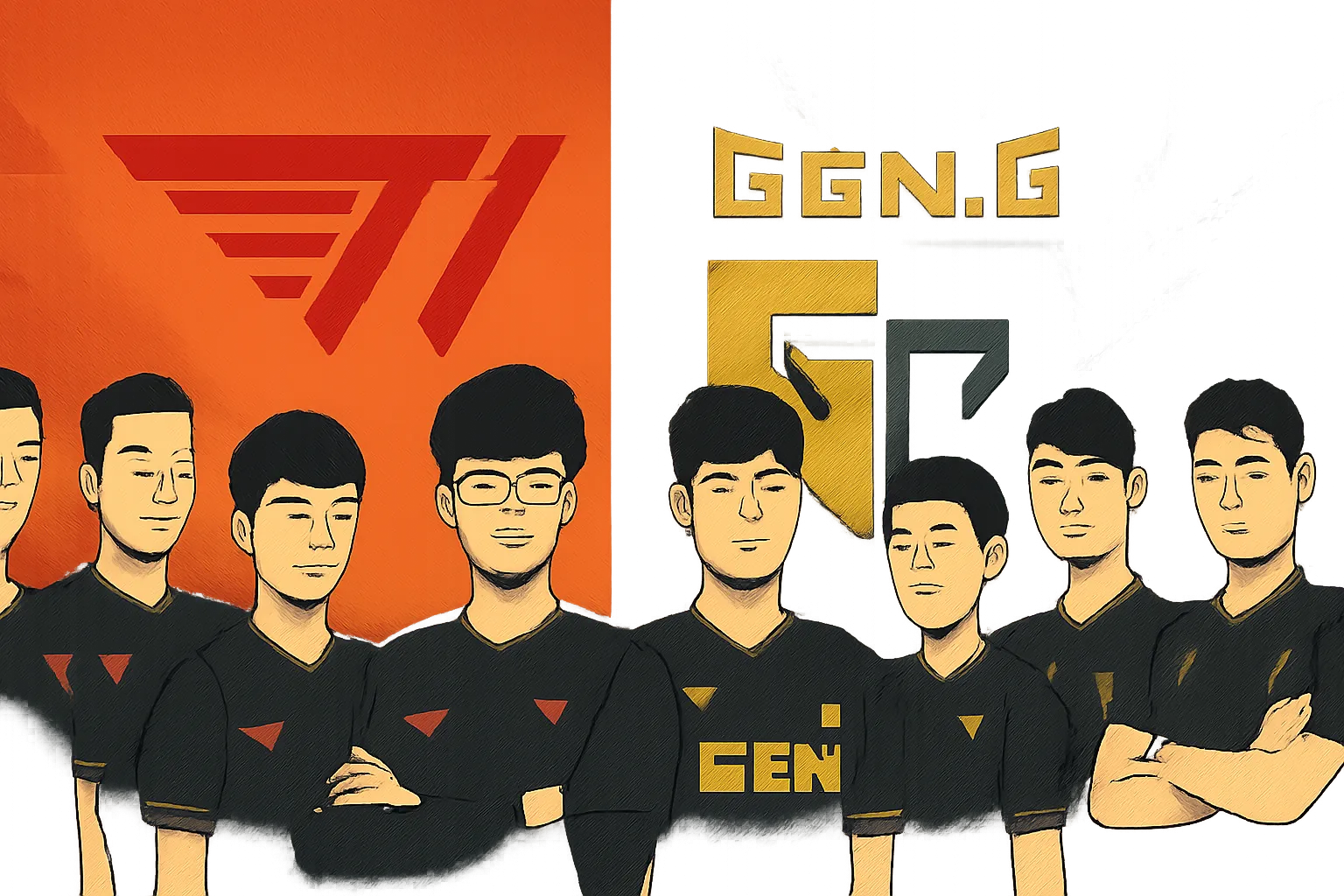 롤 프로게이머 티원 젠지 페이커 쵸비 일러스트