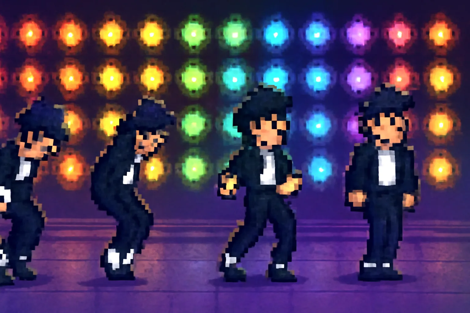 마이클잭슨 도트픽셀아트 무대 문워크 레트로 퍼포먼스 led조명