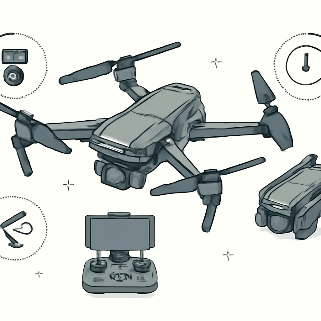 매빅4프로 접이식 촬영용 폴딩드론 짐벌 일러스트