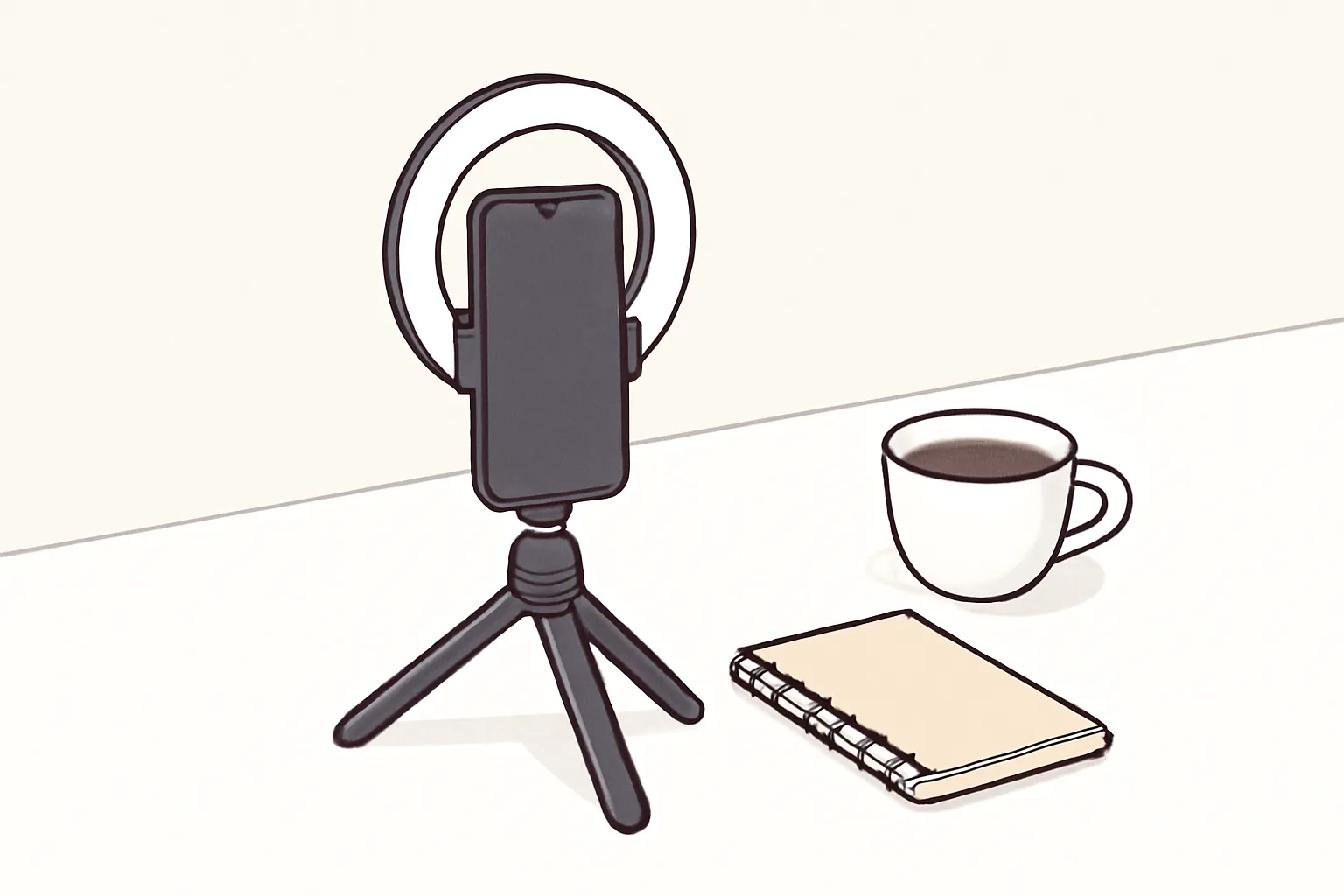 미니멀 브이로그 촬영 세트업 스마트폰 링라이트 삼각대