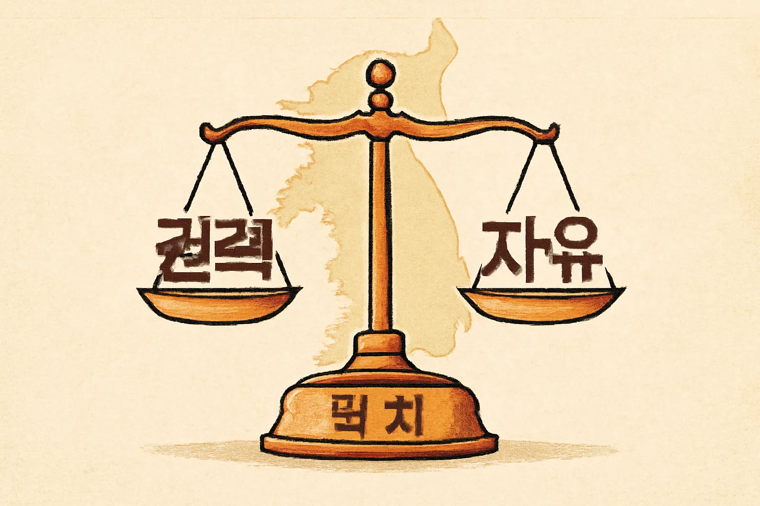 민주주의 정치 권력 자유 법치 저울 대한민국 일러스트