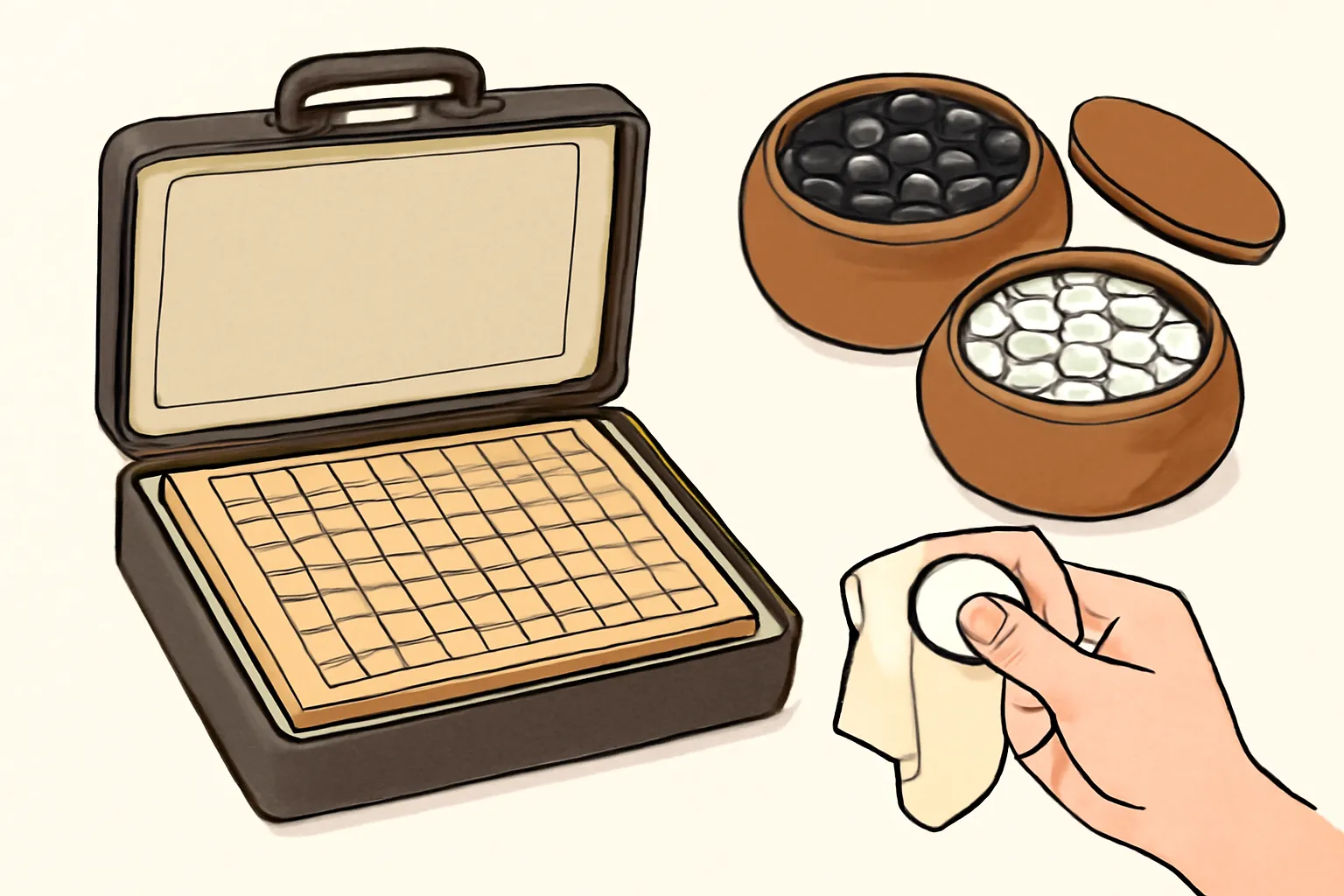 바둑장비 보관 관리 바둑판 바둑알 정리 케이스 청소