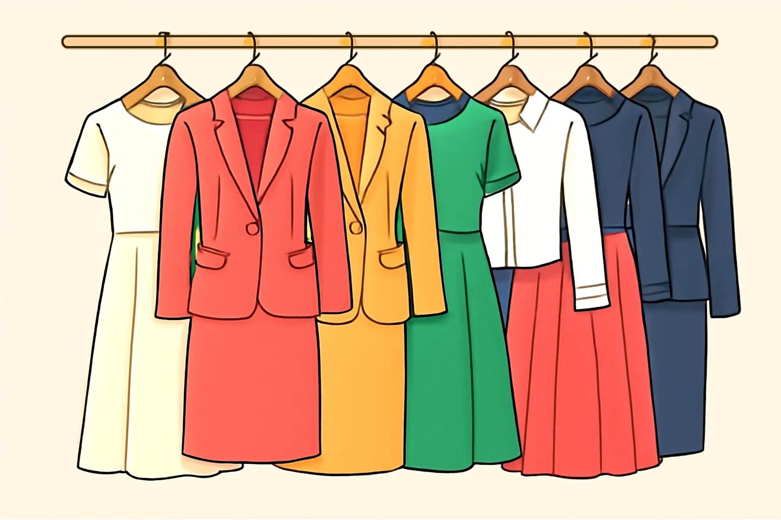 방송용 의상 일러스트 전시 원피스 재킷 옷걸이