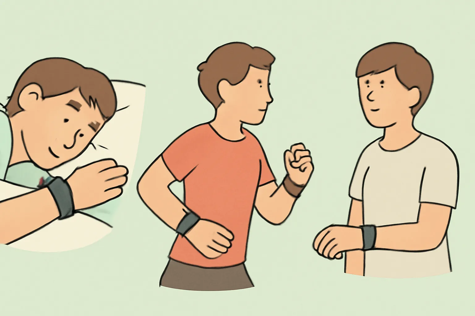 스마트밴드 수면추적 심박수모니터링 운동 알림 착용 일러스트