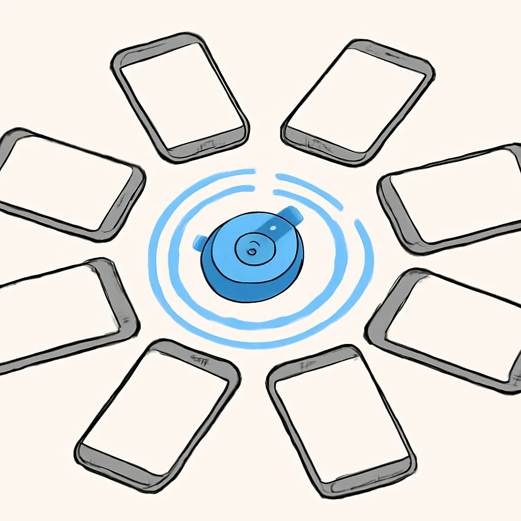 스마트폰 원형배치 블루투스 리모컨 2d 일러스트