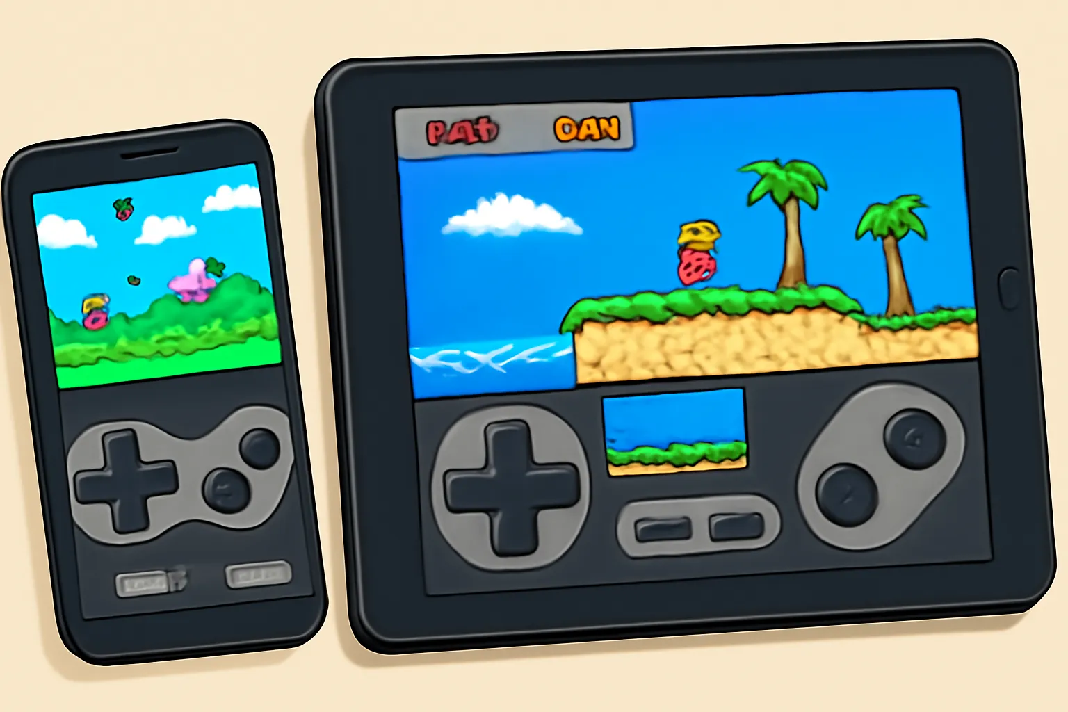 스마트폰 태블릿 세가마스터시스템 에뮬레이터 일러스트