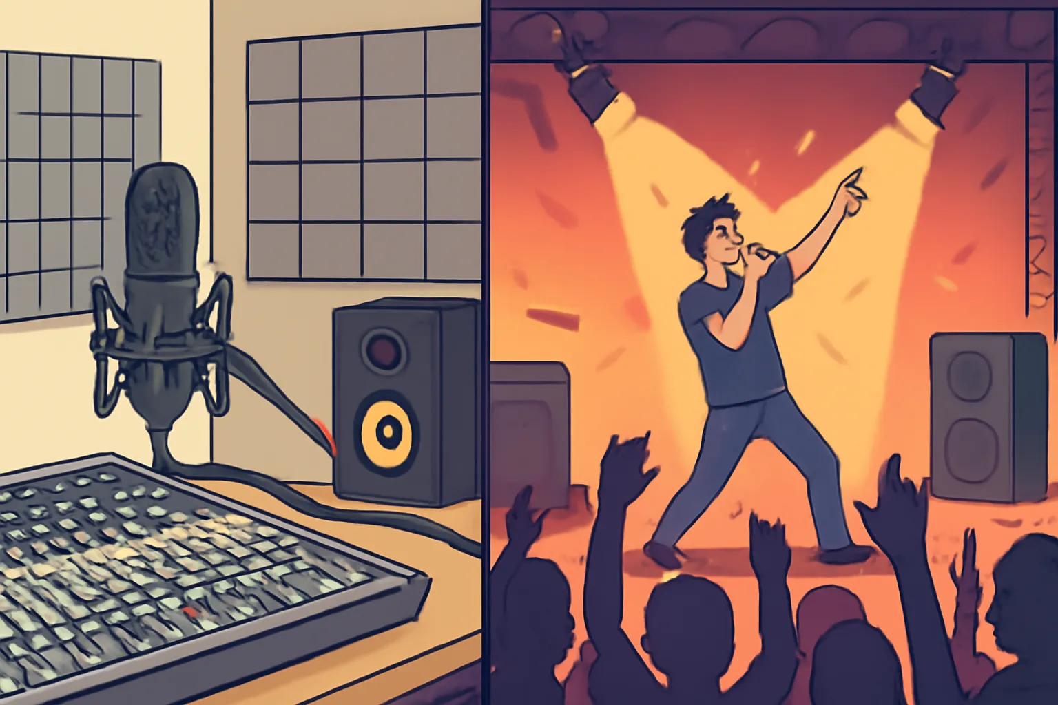 스튜디오 녹음장비 라이브 공연 대비 일러스트