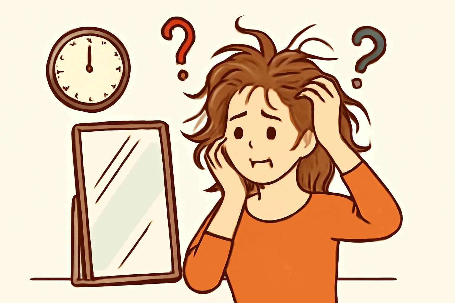 아침머리 셀프헤어관리 망한머리 거울앞 아침7시