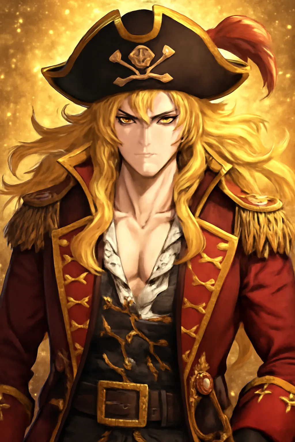 원피스 금사자 시키 금색머리 해적의상 일러스트