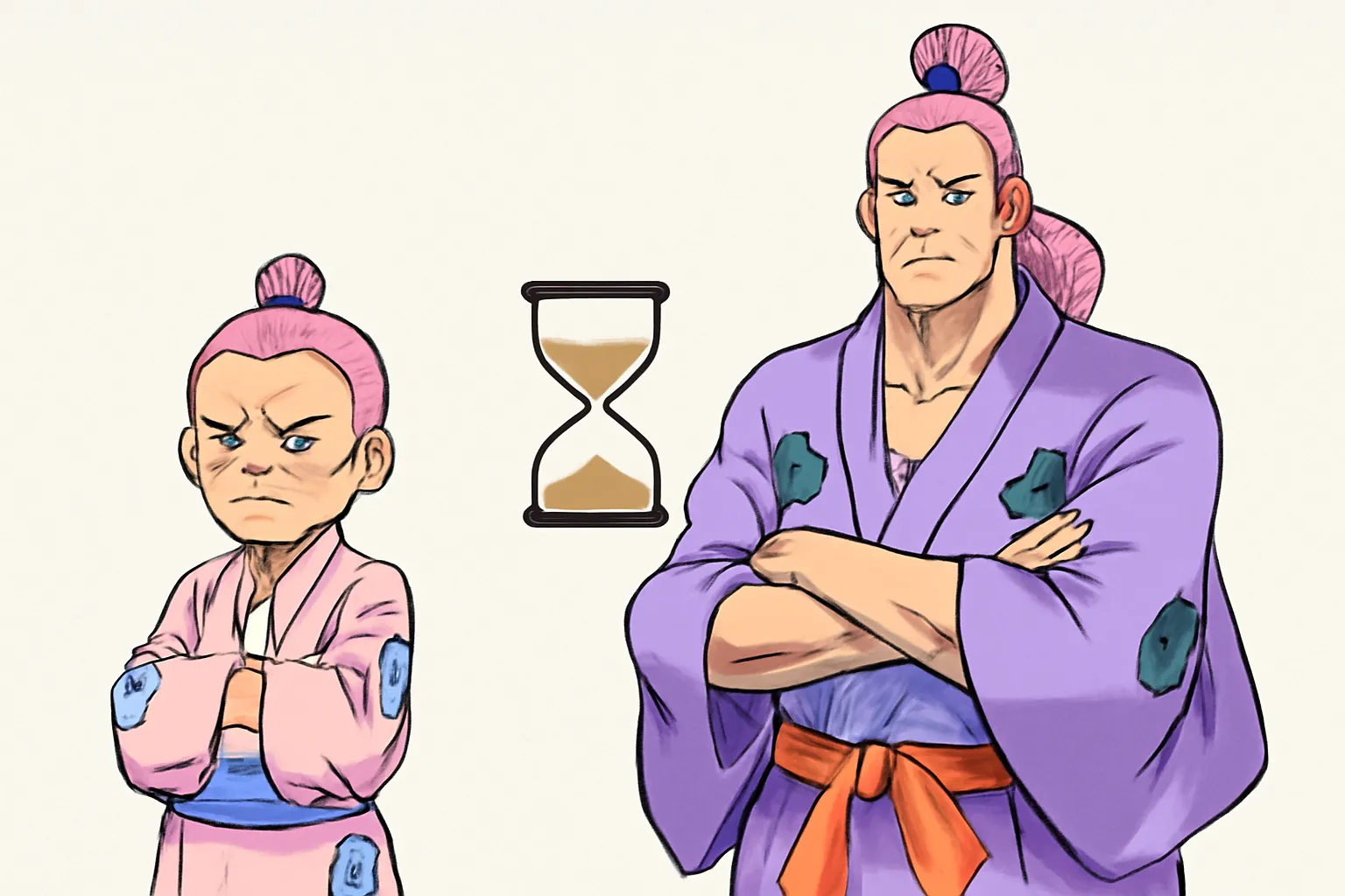 원피스 와노쿠니 모노노스케 어린 성인 성장비교 일러스트