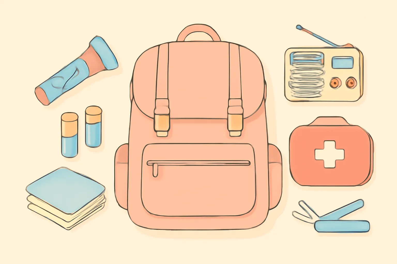 지진대비 비상용품 서바이벌 응급처치키트 배낭 물병 손전등