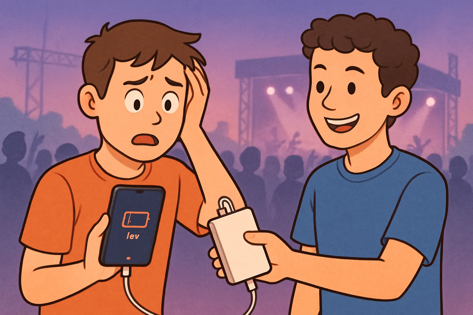 콘서트 페스티벌 스마트폰배터리부족 보조배터리 친구 지원