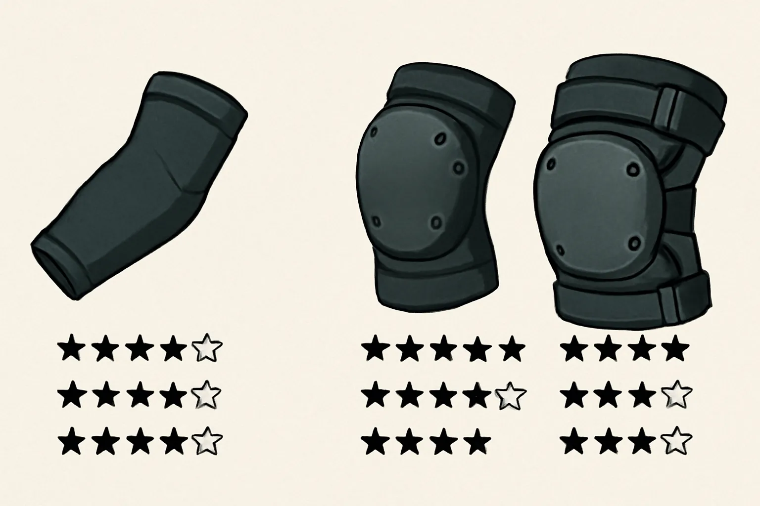 팔꿈치 무릎 보호대 별점 내구성 편안함 보호력