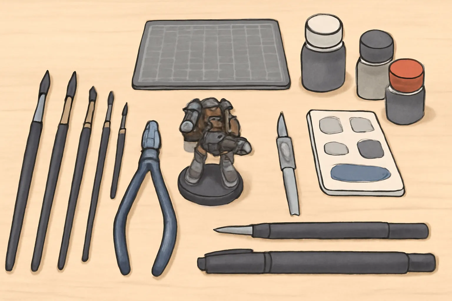 프라모델도구 책상정리 워해머미니어처 도색작업