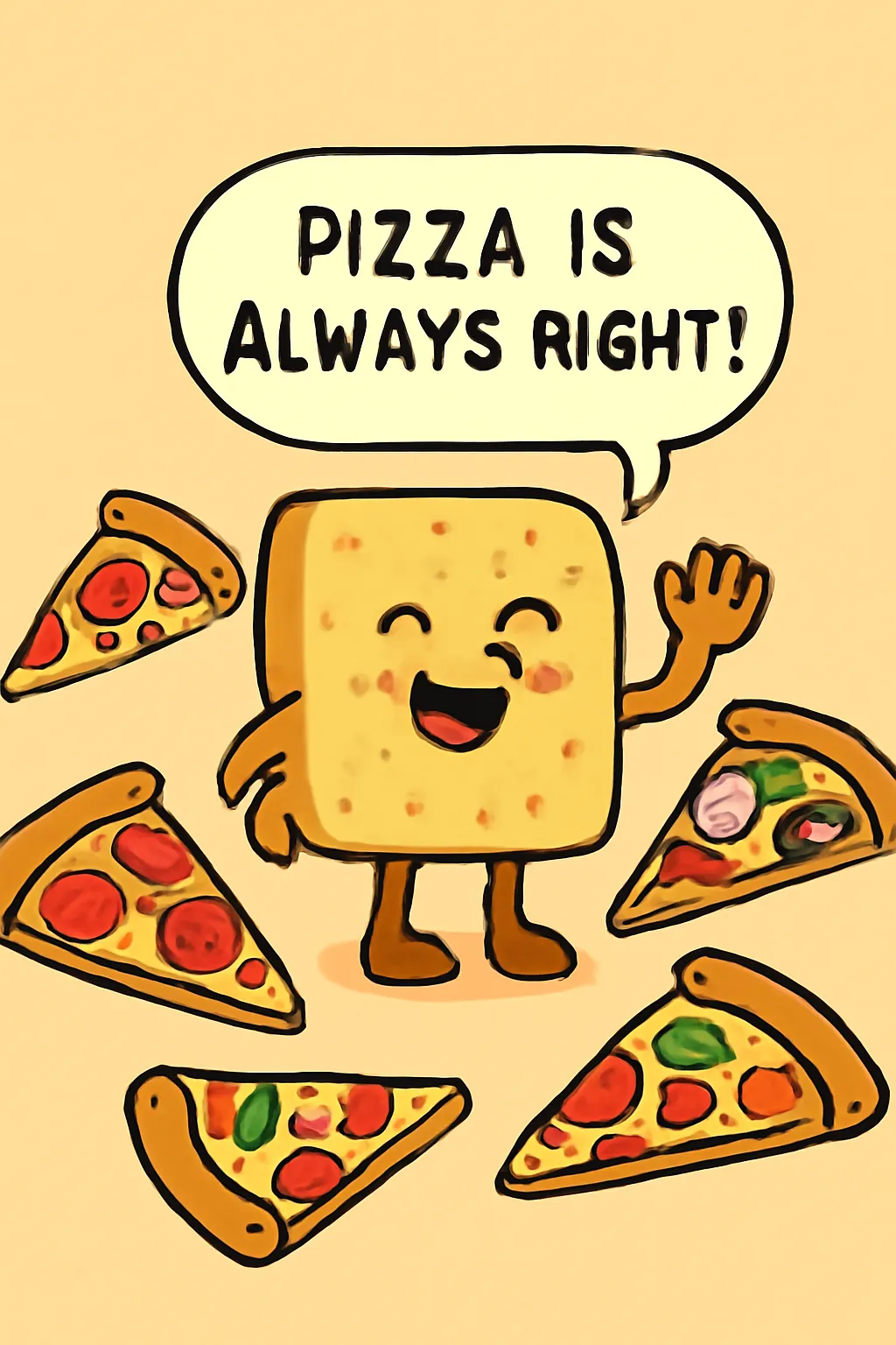 홈베이킹피자 피자조각 크루통캐릭터 피자사랑
