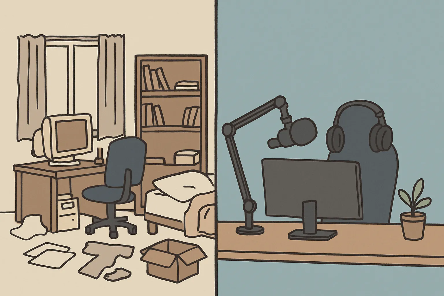 홈스튜디오 방송배경 깔끔 단색 최소소품 일러스트