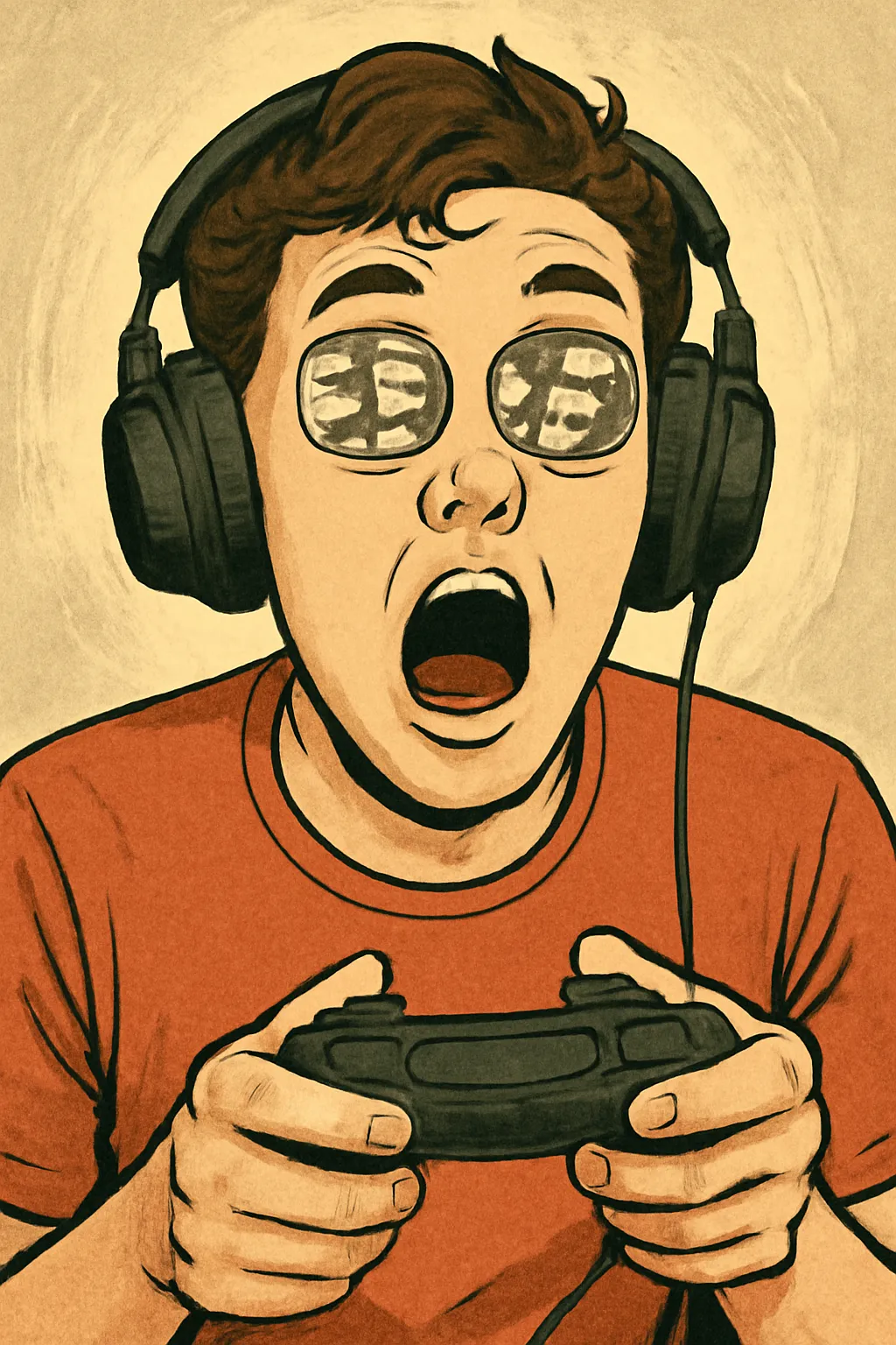 흑백 게임 연출 그래픽 플레이어 충격 일러스트