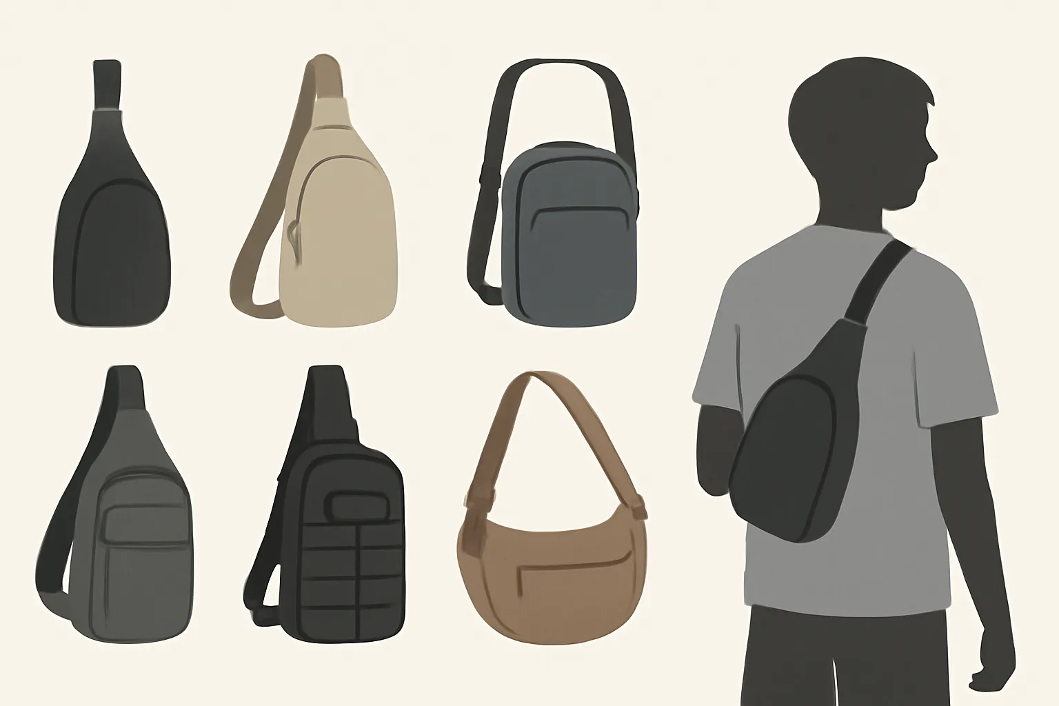 여름휴가필수템 슬링백 크로스백 일러스트