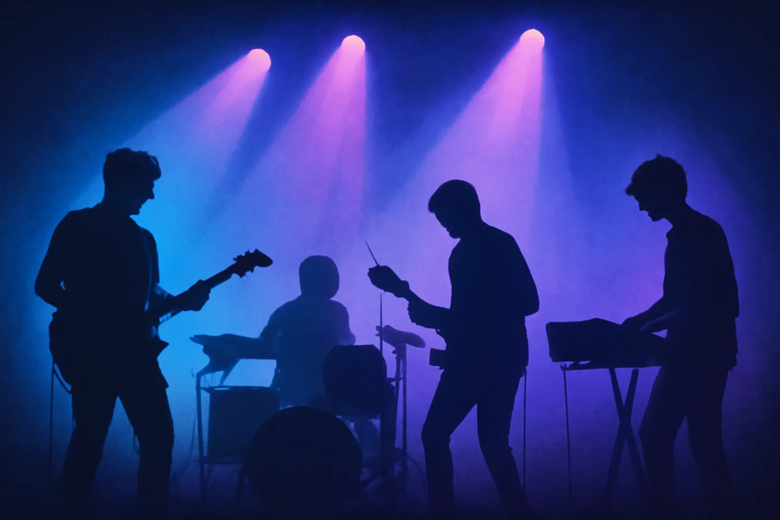 day6 콘서트 fourever 라이브 후기 밴드 실루엣 무대 조명 파란 보라