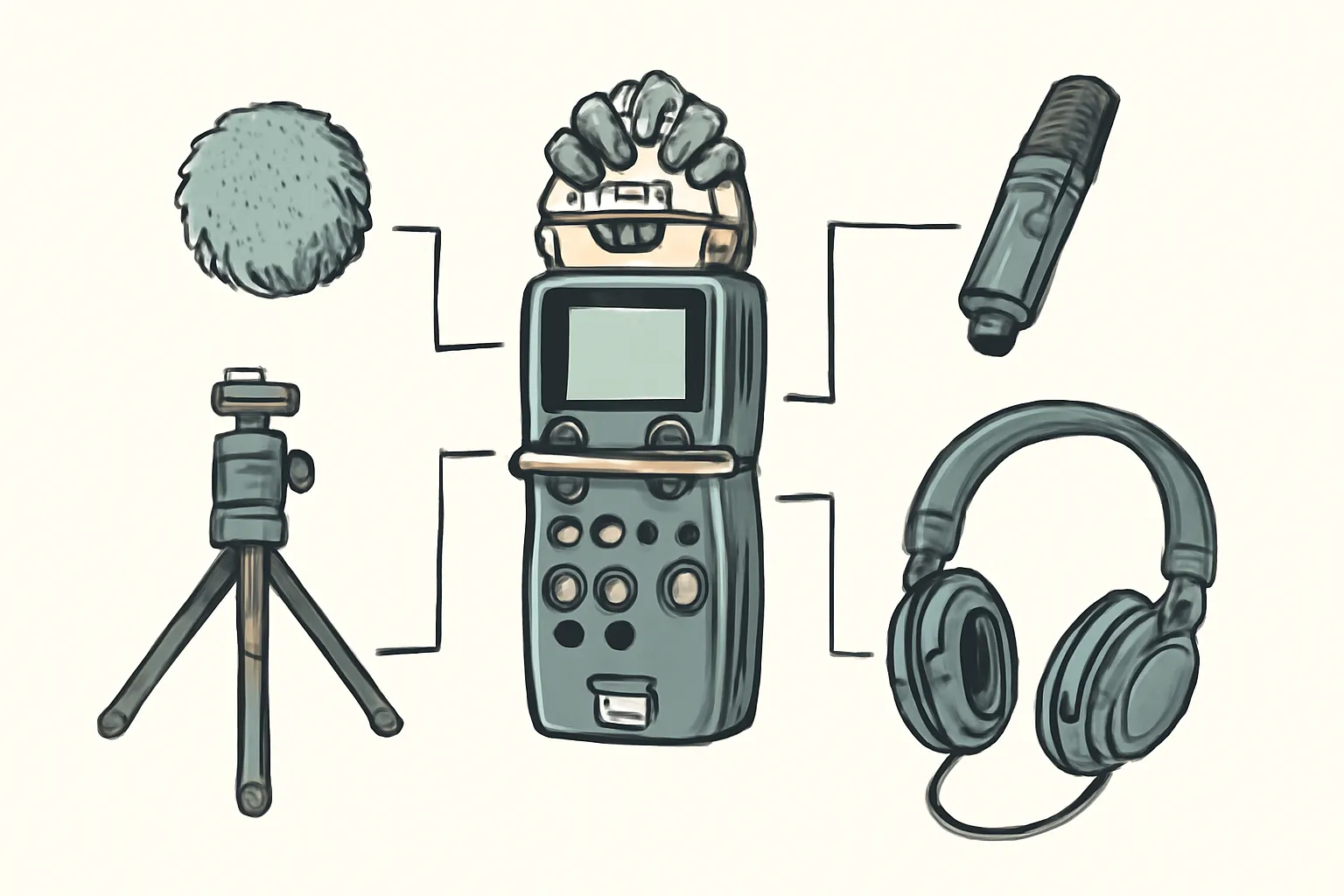 zoom h5 핸디레코더 일러스트 액세서리 다이어그램